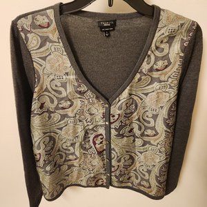 TALBOTS women's Sweater Gray Italian Merino Wool/ Silk size-S Vintage